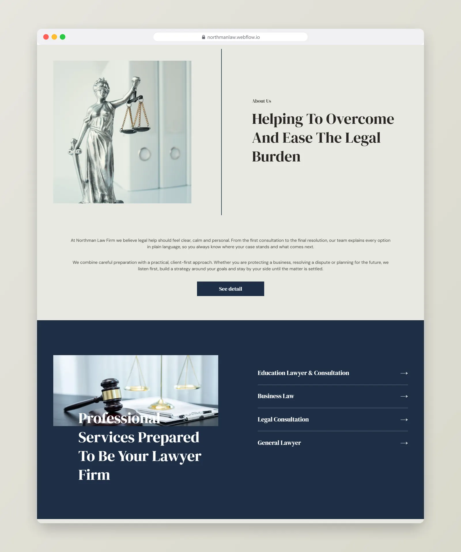 Northman law firm website – full page section 1