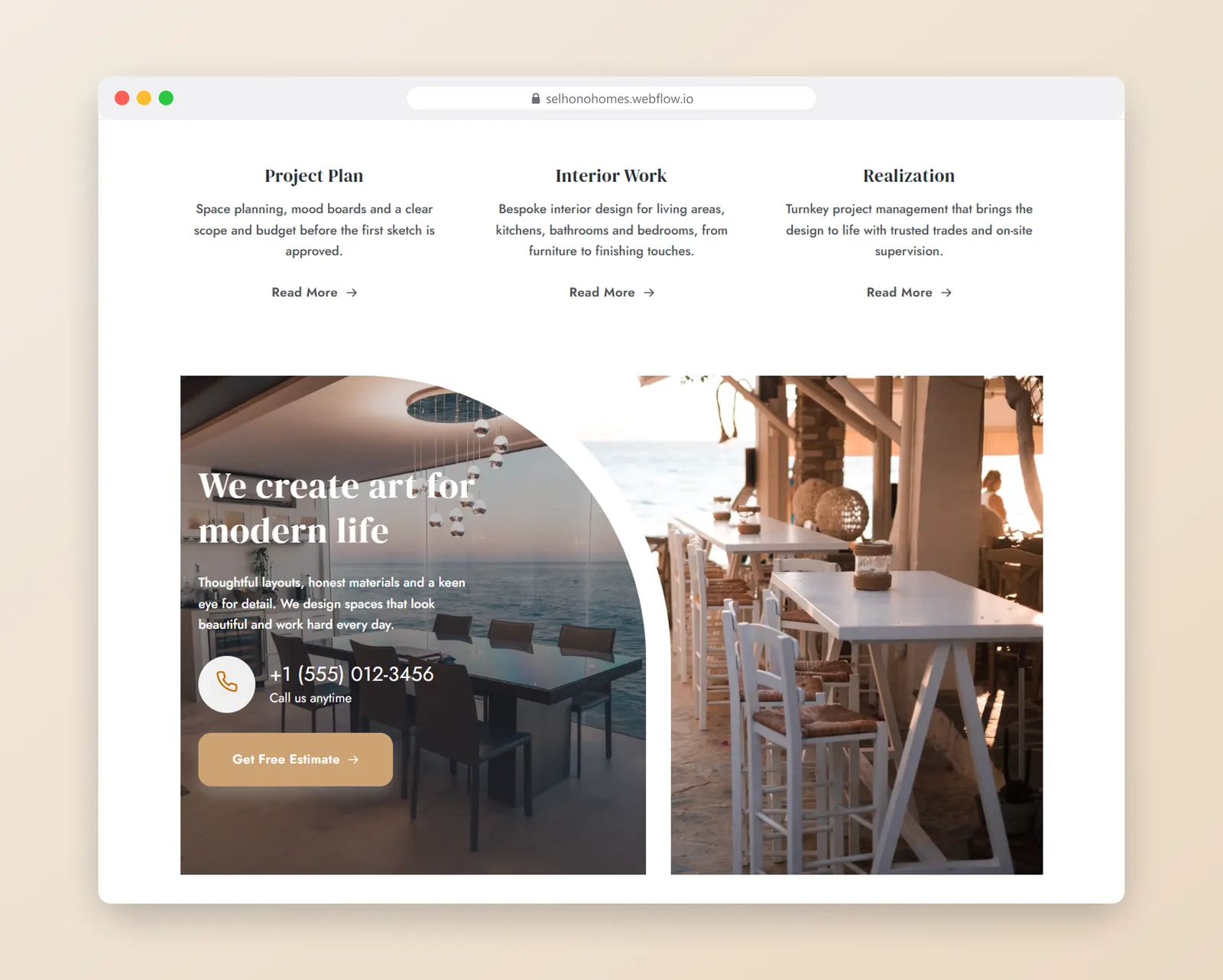 Selhono interior design studio – full page section 1