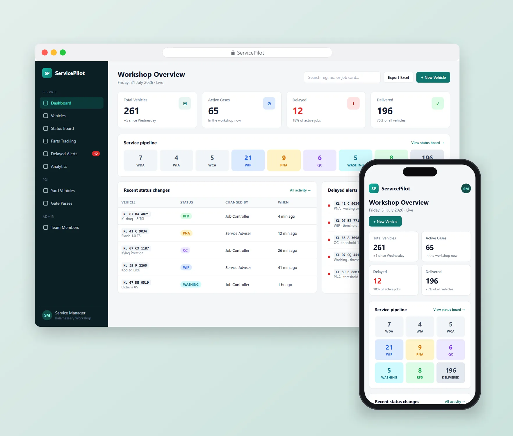 ServicePilot — Workshop Tracking Web App