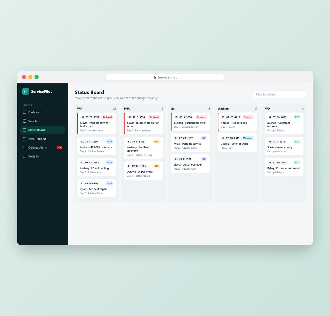 ServicePilot - Workshop Tracking Web App